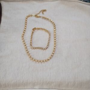 Gold toned CZ Necklace and Bracelet set
